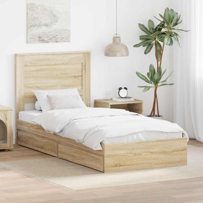 Bedframe met lade Sonoma Eiken 90 x 190 cm Bewerkt hout