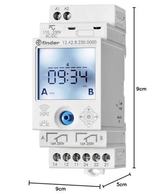 Finder S12 NFC Digitale schakelklok , 2 kanaals, 16A