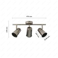 Riga - LED plafondlamp - 14 Watt 1200 Lumen - 3 spots - 2700K Warm wit - Draaibaar en dimbaar - GU10 - Kantelbaar - Plafondspot - IP20 Voor binnen - RVS - thumbnail