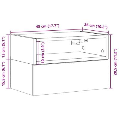 Nachtkastjes 2 st wandgemonteerd 45x26x28,5 cm wit