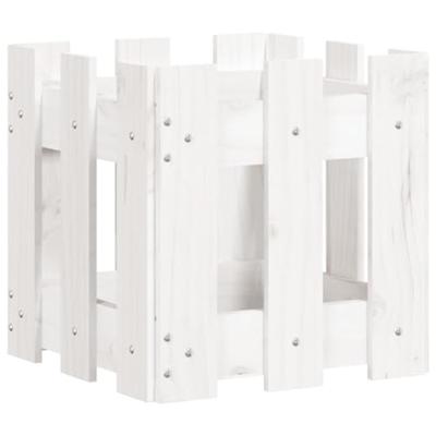 VidaXL Plantenbak met hekontwerp 30x30x30 cm massief grenenhout wit VidaXL Plantenbak met hekontwerp 30x30x30 cm massief grenenhout wit