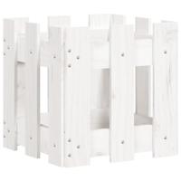 VidaXL Plantenbak met hekontwerp 30x30x30 cm massief grenenhout wit - thumbnail