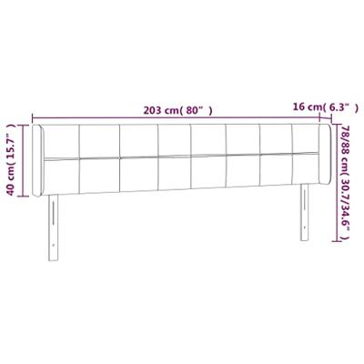 Hoofdbord LED 203x16x78/88 cm stof crèmekleurig