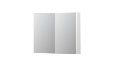 INK SPK2 Spiegelkast - 90x14x74cm - 2 deuren - dubbelzijdige Spiegel - schakelaar en stopcontact - MDF lak wit hoogglans 1105256