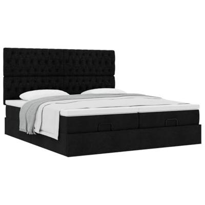 Ottoman bed met matrassen 200x200cm stof zwart