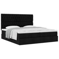 Ottoman bed met matrassen 200x200cm stof zwart - thumbnail