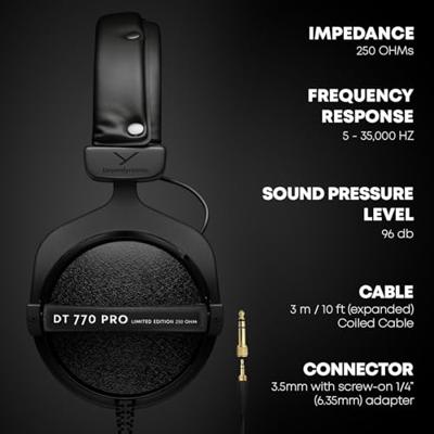 Beyerdynamic DT 770 PRO 250 OHM Black Limited Edition - gesloten studiohoofdtelefoons
