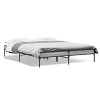 Bedframe bewerkt hout metaal grijs sonoma eiken 150x200 cm - thumbnail