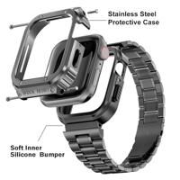 Ultra Protective Stainless Steel band - Zwart - Geschikt voor Apple watch 44mm - thumbnail