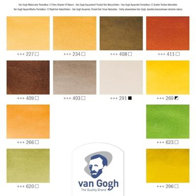 Van Gogh • aquarelverf pocket box natuurtinten met 12 kleuren in halve napjes