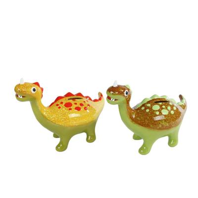 DinoWorld spaarpot groen/oranje a2 aardew 21,5x8,3x16,6cm