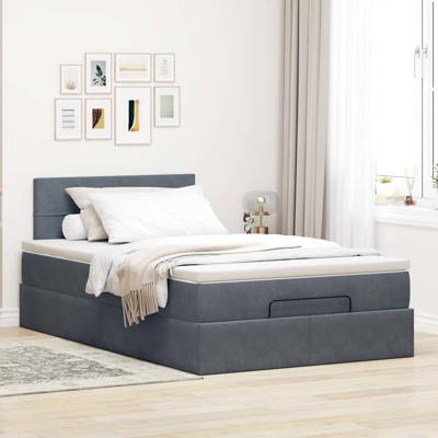 Ottoman bed met matras 90x190cm fluweel donkergrijs