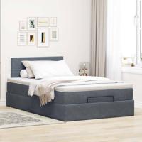 Ottoman bed met matras 90x190cm fluweel donkergrijs - thumbnail