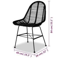 Eetkamerstoelen 2 st natuurlijk rattan zwart - thumbnail