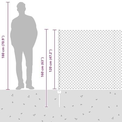 VidaXL Hek met paal grijs 1,2 x 10 m staal en pvc