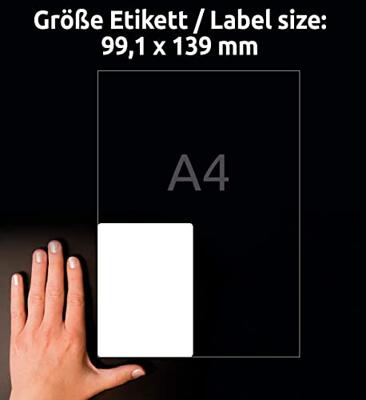 Avery-Zweckform L7915-10 Folie-etiketten 99.1 x 139 mm Polyethyleen folie Wit 40 stuk(s) Permanent hechtend Laser (kleur), Laser (zwart/wit), Kopiëren (kleur), - thumbnail