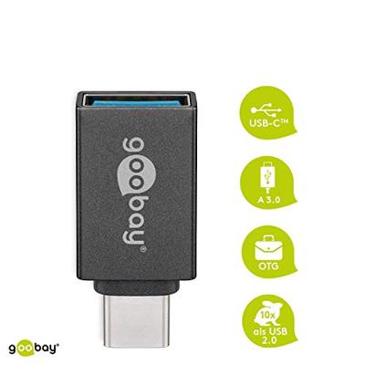 USB 3.2 GEN 1 (USB3.0) USB-C stekker - USB-A (F) naar USB-C (M) - 5Gbit/s - USB adapter - Grijs - thumbnail