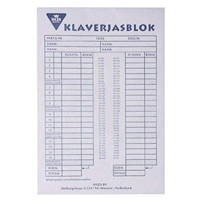 Haza Witbaard klaverjasblok, 50 vellen