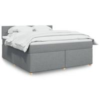 Boxspring met matras stof lichtgrijs 180x200 cm - thumbnail