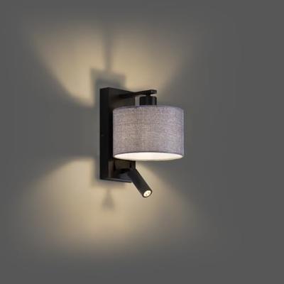 QAZQA Moderne wandlamp zwart met grijs rond en leeslamp - Puglia