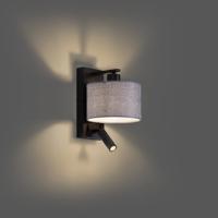QAZQA Moderne wandlamp zwart met grijs rond en leeslamp - Puglia - thumbnail