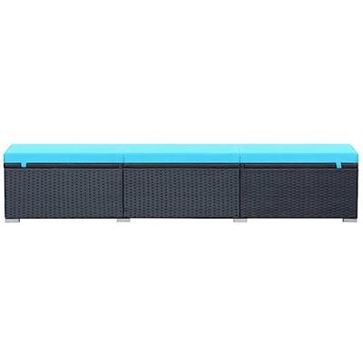 Ligbed met kussen poly rattan zwart