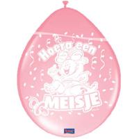 Ballon Hoera een Meisje 30cm 8 stuks - thumbnail