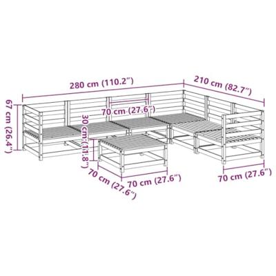 7-delige Loungeset massief grenenhout