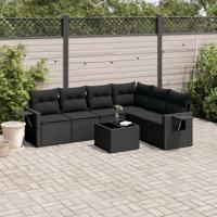 6-delige Loungeset met kussens poly rattan zwart - thumbnail