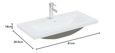 Inbouwwastafel met kraan 81x39x18 cm keramiek wit - thumbnail