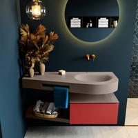 MONDIAZ RIVA 120cm badmeubel onderkast / planchet kleur Fire met 1 lade. Wastafel DULCET rechts 0 kraangaten kleur Smoke. - thumbnail