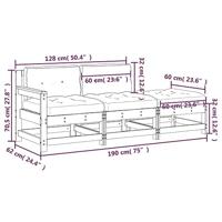 3-delige Loungeset met kussens massief hout wit - thumbnail