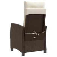 Tuinstoel verstelbaar met kussens poly rattan bruin - thumbnail