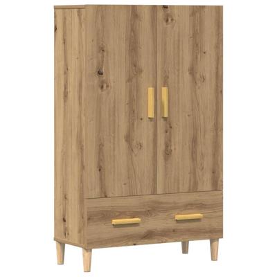 Hoge kast 70x31x115 cm bewerkt hout artisanaal eikenkleur