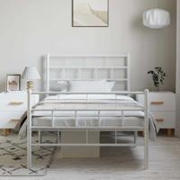 Bedframe met hoofd- en voeteneinde metaal wit 100x200 cm - thumbnail