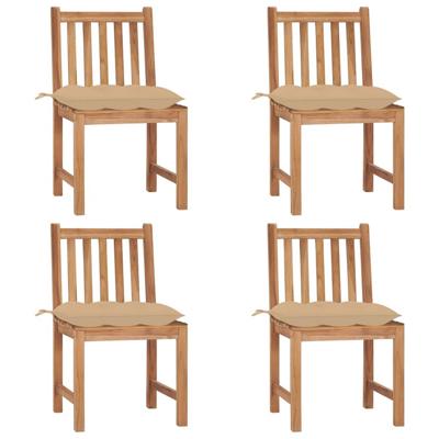 Tuinstoelen 4 st met kussens massief teakhout
