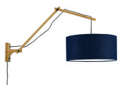 GOOD&MOJO Wandlamp 'Andes' Large, Bamboe en Eco linnen, kleur Denimblauw/Naturel - thumbnail