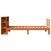 Bed met boekenkast zonder matras grenenhout wasbruin 100x200 cm - thumbnail