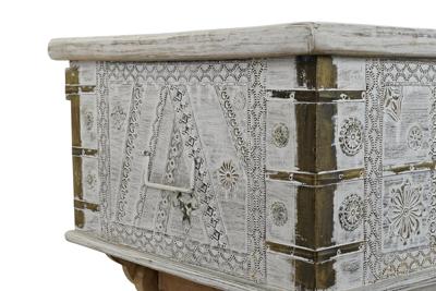 Bijzettafel DKD Home Decor MB-182010 Wit Gouden Metaal Mangohout 115 x 60 x 45 cm Bijzettafel DKD Home Decor MB-182010 Wit Gouden Metaal Mangohout 115 x 60 x 45 cm