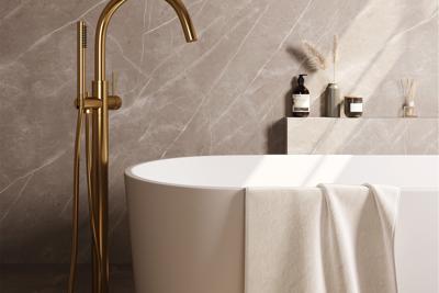 Badkraan Vrijstaand Brauer Gold Edition met Staaf Handdouche Geborsteld Goud Brauer Badkraan Vrijstaand Brauer Gold Edition met Staaf Handdouche Geborsteld Goud Brauer