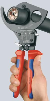 Knipex kabelschaar (ratelprincipe) met meer-componentengrepen 250 mm - 9531250