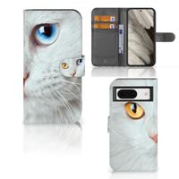 Google Pixel 8 | Telefoonhoesje | Met pasjeshouder | Witte Kat - thumbnail
