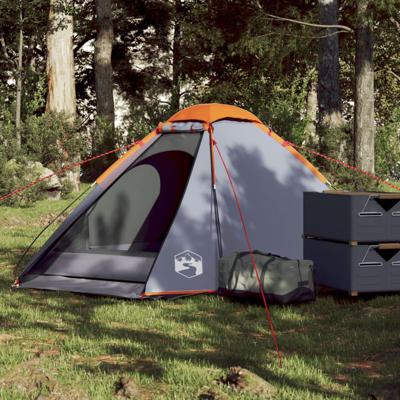 VidaXL Koepeltent 2-persoons waterdicht grijs en oranje VidaXL Koepeltent 2-persoons waterdicht grijs en oranje