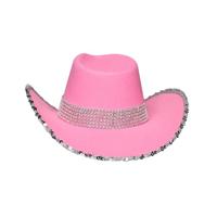 Hoed girls party pink cowboy hoed - thumbnail