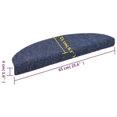 VidaXL Trapmatten zelfklevend 15 stuks 65x21x4 cm blauw halfrond groot VidaXL Trapmatten zelfklevend 15 stuks 65x21x4 cm blauw halfrond groot
