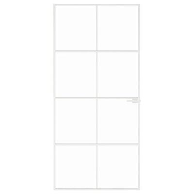 VidaXL Binnendeur 93x201,5 cm gehard glas en aluminium smal wit