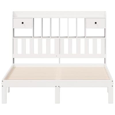Bed met boekenkast zonder matras grenenhout wit 140x200 cm