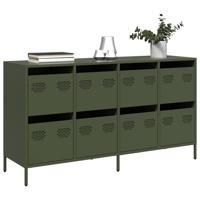 Dressoir 135x39x73,5 cm koudgewalst staal olijfgroen - thumbnail