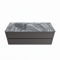 MONDIAZ VICA-DLUX 130cm badmeubel onderkast Dark grey 4 lades. Inbouw wastafel CLOUD links zonder kraangat, kleur Lava. - thumbnail