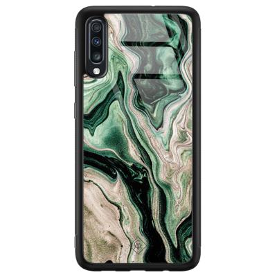 Samsung Galaxy A50 glazen hardcase - Green waves
